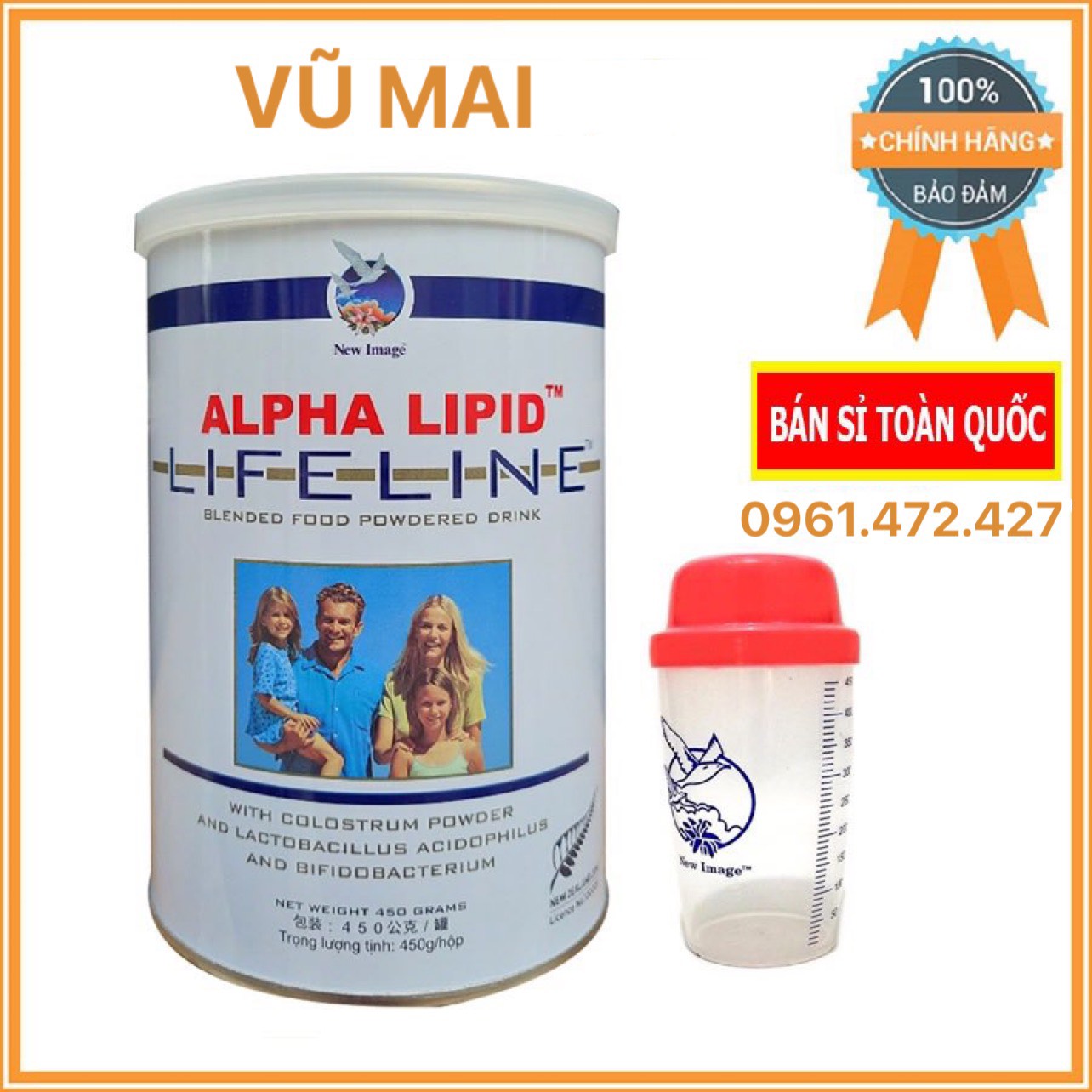 Sữa Non Alpha Lipid Lifeline 450g Chính Hãng New Zealand [Tặng kèm cốc]