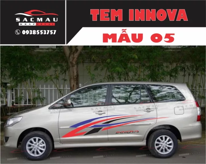 Tem dán xe Innova  2006 - 2021 ( miễn phí giao hàng)