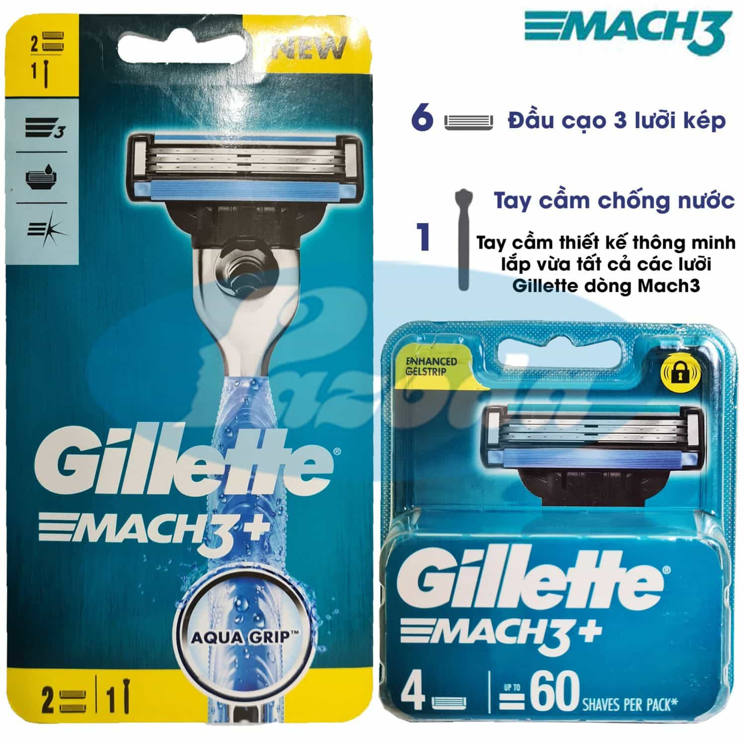 Bộ Dao Cạo Râu 3 Lưỡi Gillette Mach3 (1 Tay Cầm Và 6 Đầu Cạo)