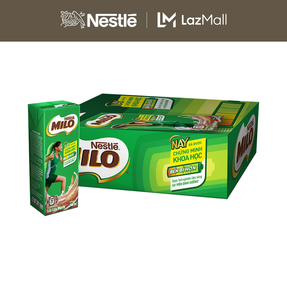 [HSD 26.7][Giao hàng toàn quốc] Thùng 48 Hộp Sữa lúa mạch Nestlé® MILO® 180ml