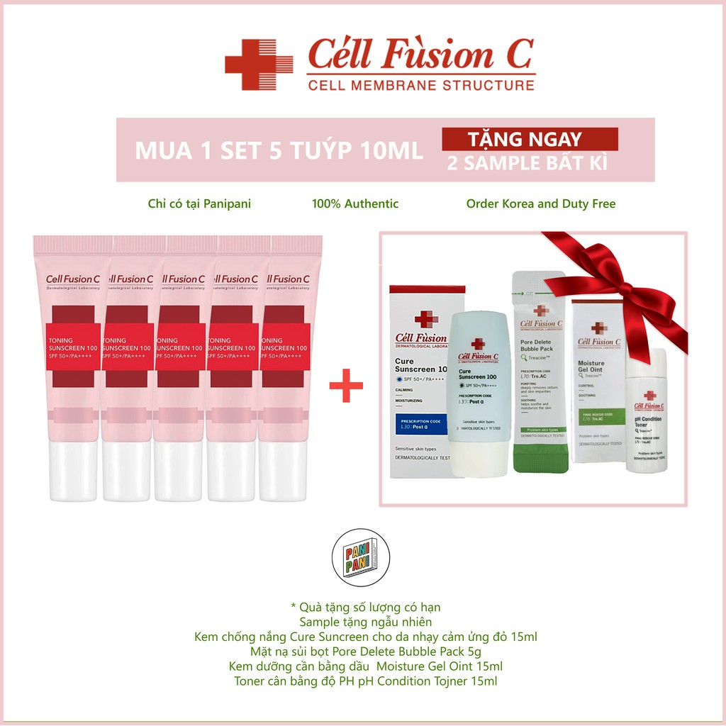 [Hcm][Bill Dtf] Kem Chống Nắng Cell Fusion C Toning Suncreen 100 Spf 50+++| - #Set 5 Tuýt 10Ml