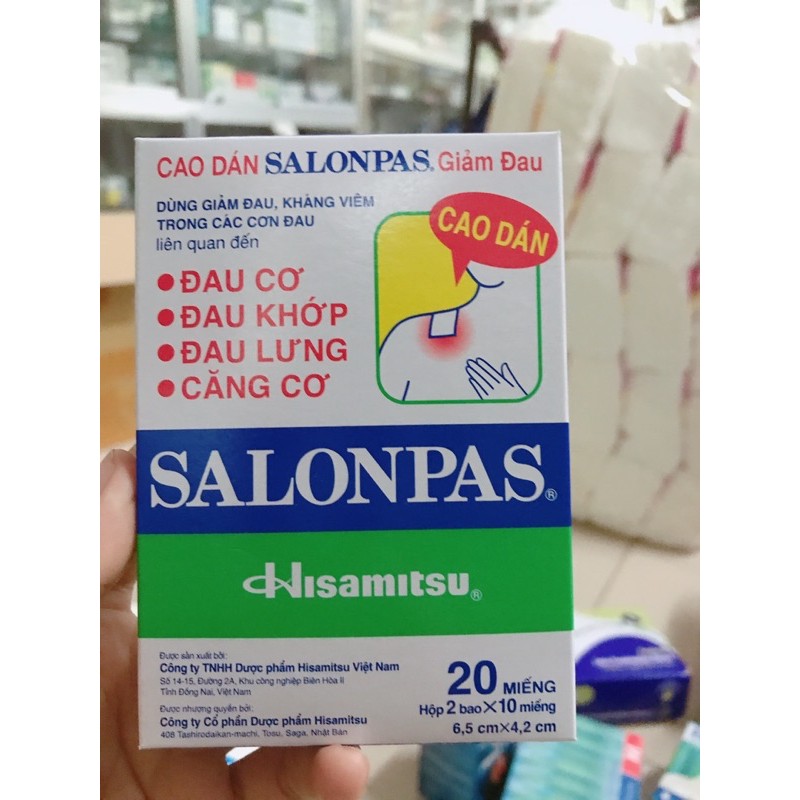 [HCM]Dán Salonpas giảm đau H/10hộpnho/20 miếng(3 hộp)