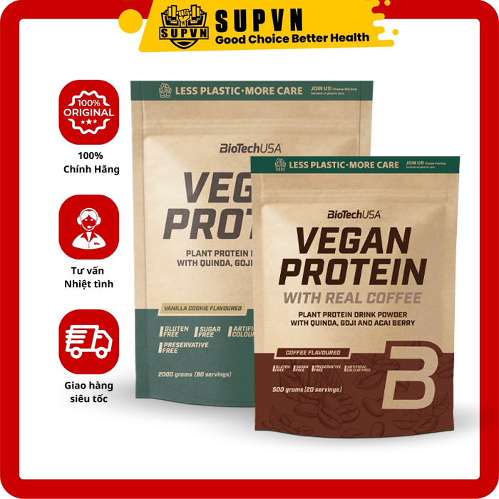 BiotechUSA Vegan Protein 2kg (80servings) - Sữa Whey Protein Bổ Sung Thực Vật Thuần Chay
