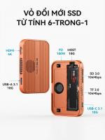 Ổ cứng Acasis 10Gbps M.2 NVMe SSD với quạt tản nhiệt và USB C trạm nối hỗ trợ iPhone 16 15 Pro/Pro Max công cụ cài đặt miễn phí tương thích SSD 2230/2242/2260/2280 B + M key.