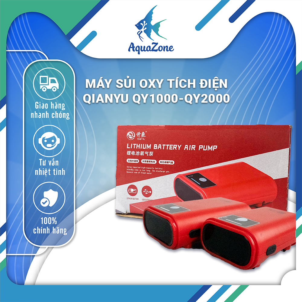 Máy sủi oxy tích điện qianyu qy1000-2000 cho hồ cá