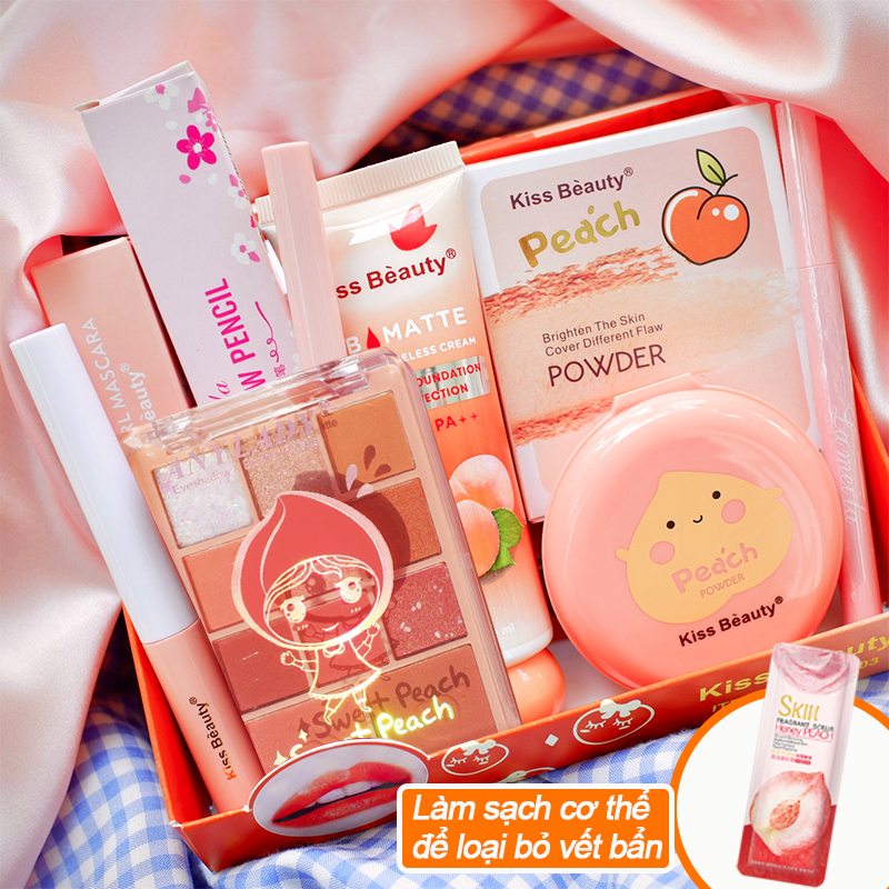[HCM]【Kiss Belle】Bộ trang điểm chuyên nghiệp 6 món KISS BEAUTY Kem BB che khuyết điểm + Phấn phủ bột + Chì kẻ mày lâu trôi + Bút dạ kẻ mắt + Mascara 4d + Bảng phấn mắt lì bộ makeup đầy đủ set trang điểm đẹp