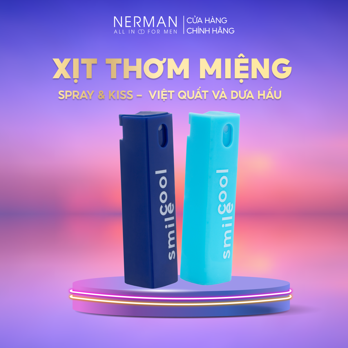 Xịt thơm miệng Spray & Kiss Nerman vị kẹo hoa quả bạc hà the mát cho nam nữ chai 10ml