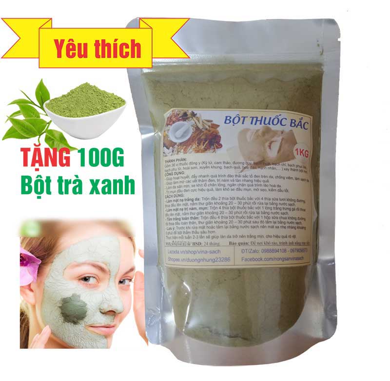 Tắm Trắng Với Bột Thuốc Bắc (1Kg) - Tặng 100G Bột Trà Xanh.