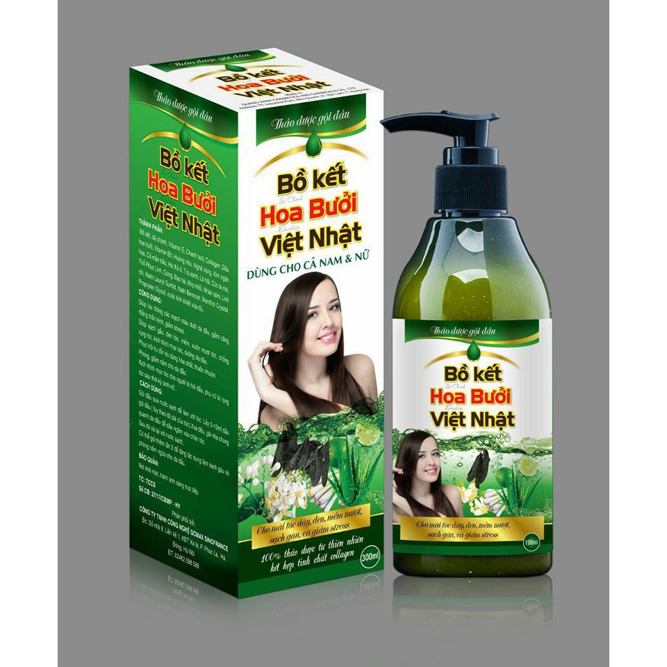 Dầu Gội Bồ Kết Hoa Bưởi Việt Nhật 300Ml