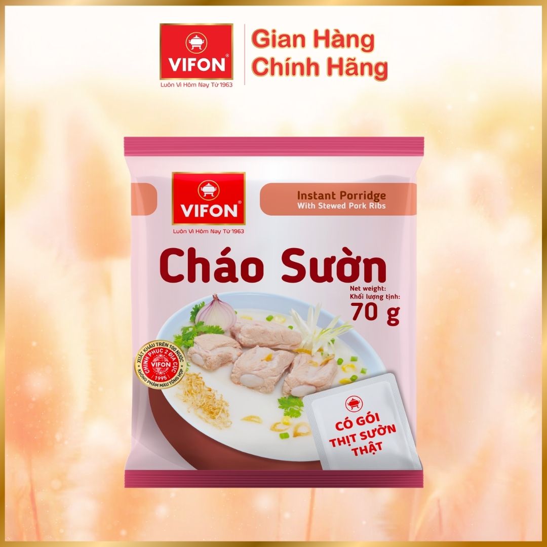 [VOUCHER đến 80K]-Cháo Thịt Gà/ Thịt Bằm/ Cháo Sườn/ Nấm Đông Cô/ Bò/ Trứng muối VIFON 70gr/ gói