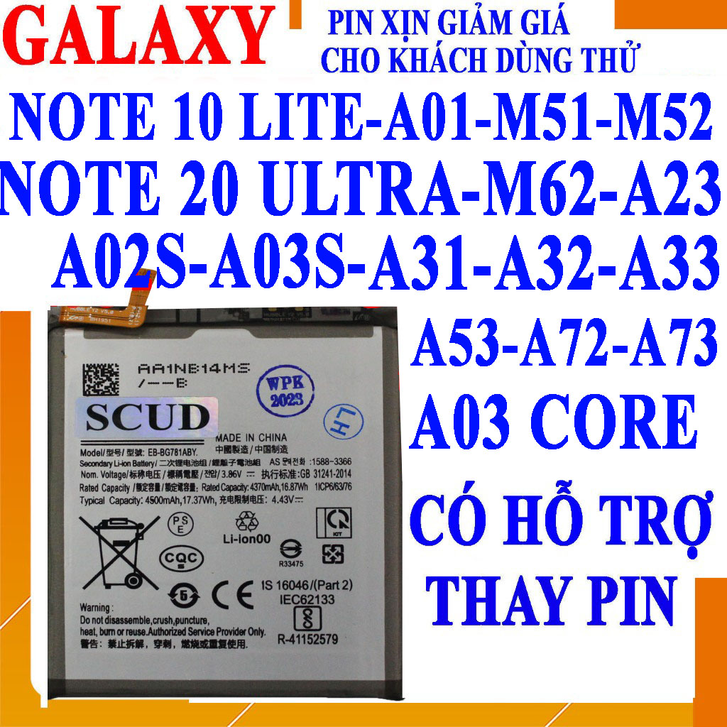 Pin Scud cho Galaxy Note 10 Lite/Galaxy Note 20 Ultra/Galaxy A01/Samsung Galaxy A02S/Galaxy A03S/Gal