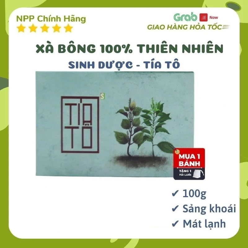 Xà Phòng Xà Bông Tía Tô 100%🌸 Phòng Cảm🌸Giải Độc🌸Làm Mát Da🌸Dạng Sáp 100Gr Hàng Chính Hãng - Xabongorganic