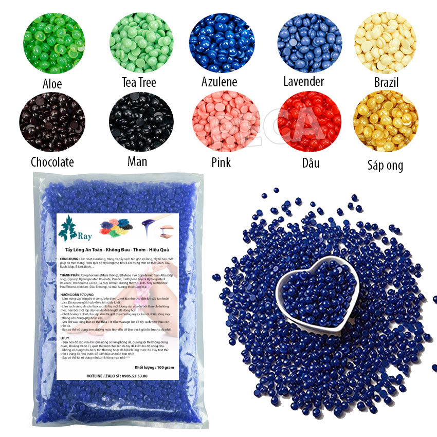 Tẩy Lông Nóng Hạt Đậu Ray - 1.000 Gram + Tăng 10 Que Gỗ Wax Lông Đơn Giản Tiện Dụng - Tẩy Lông An Toàn - Tẩy Lông Không Đau - Tẩy Lông Hiệu Quả - Wax Lông An Toàn - Tẩy Lông An Lành - Tẩy Lông Tại Nhà