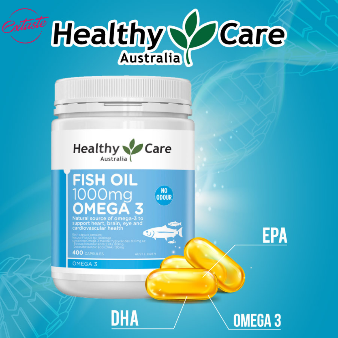 Dầu cá tự nhiên Healthy Care Fish Oil Omega-3 1000mg 400 viên chính hãng Úc giúp bổ mắt kháng viêm tốt cho trí não tim mạch
