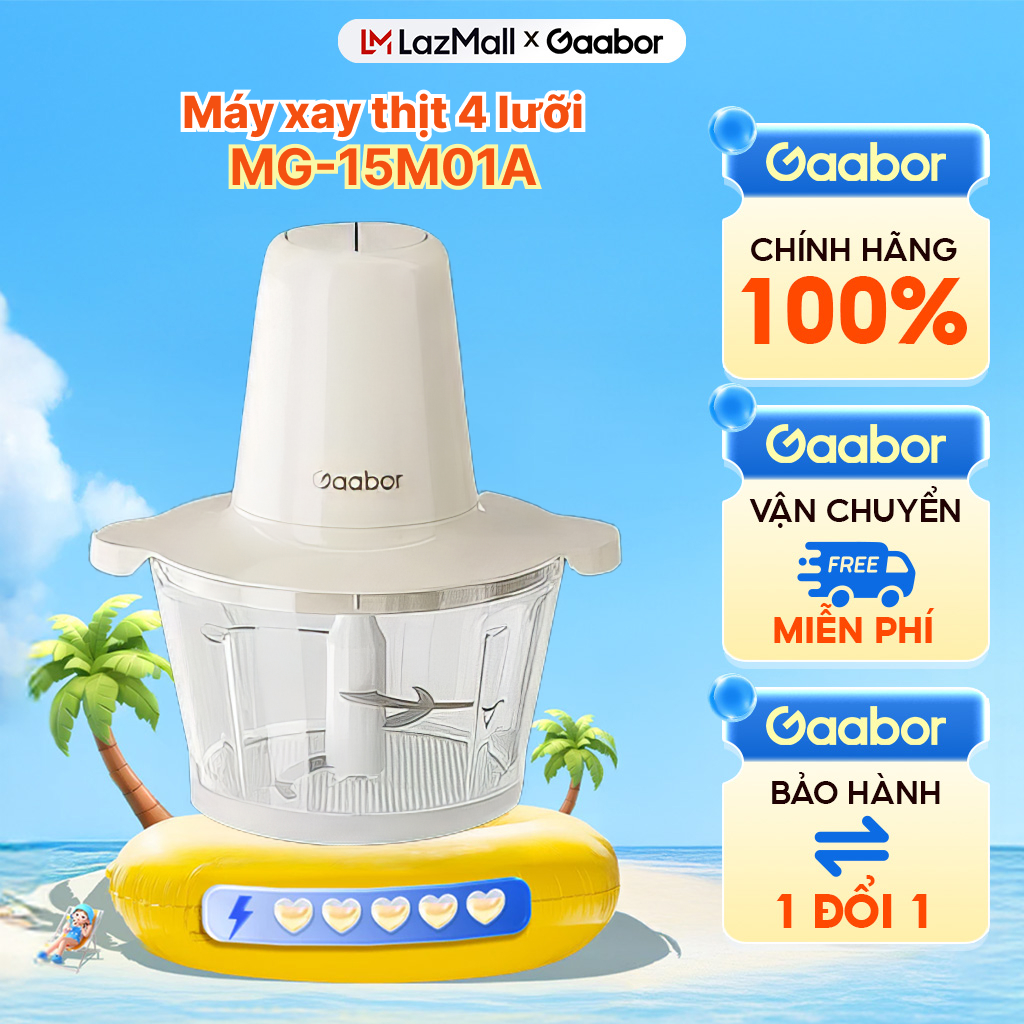 Máy xay thực phẩm GAABOR MG-15M01A đa năng 4 lưỡi dao 300W xay nhuyễn cho bé tốt máy xay ăn dặm xay 