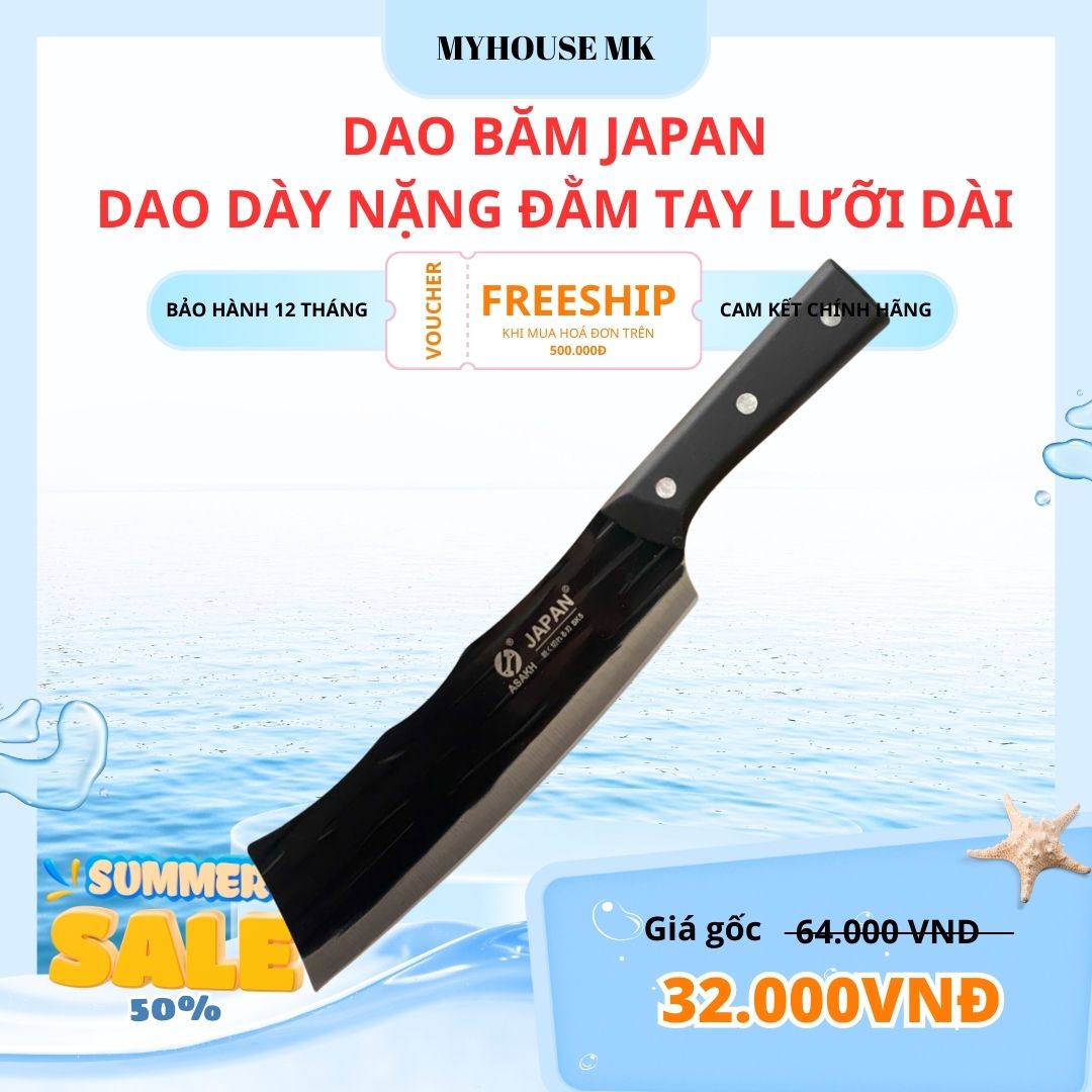 Dao Băm thịt japan 217-đằm tay lưỡi dao dài và bén cực kỳ cán rộng dễ thao tác- chất liệu Thép nhíp