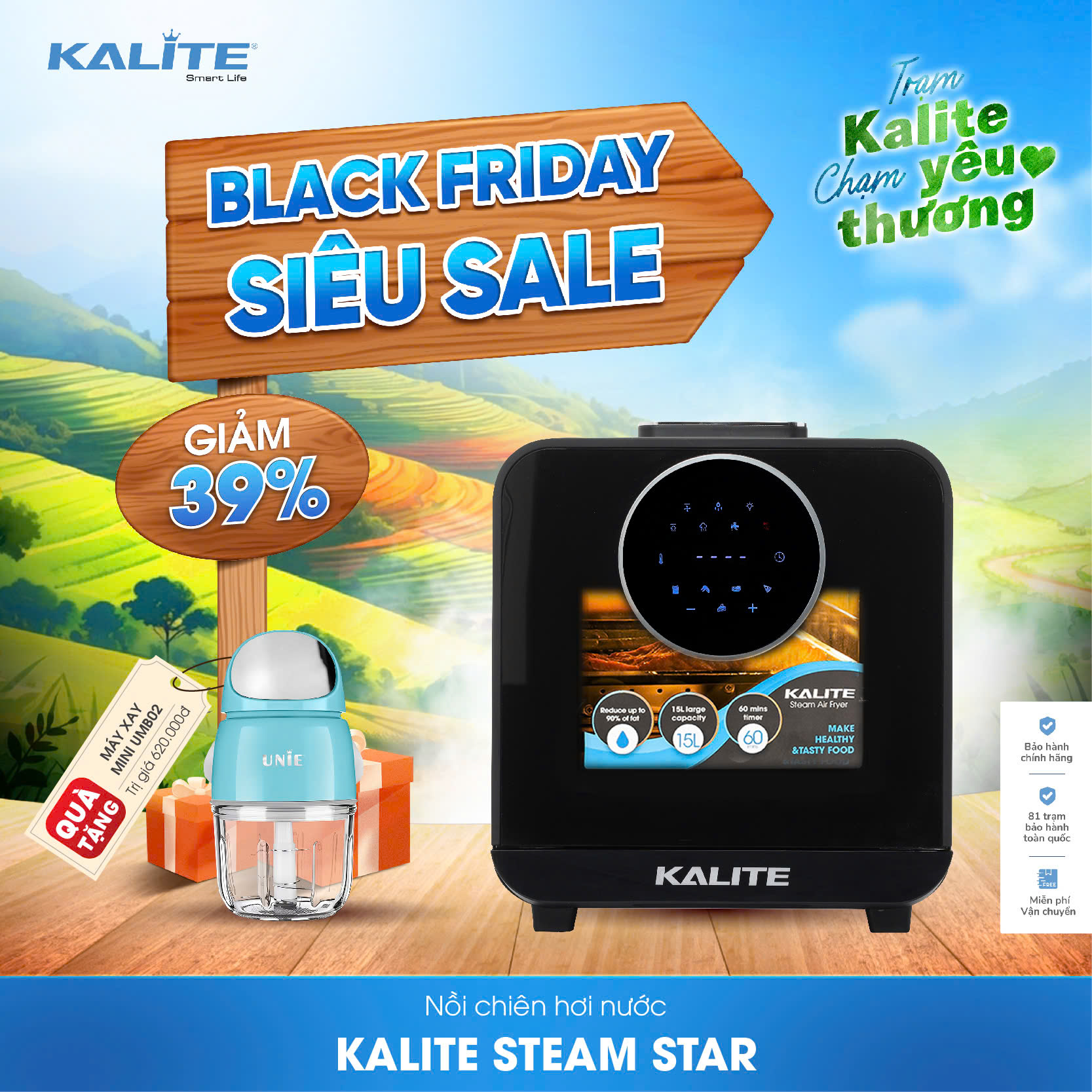 Nồi chiên hơi nước Kalite Steam Star dung tích 15L nướng gà nguyên con đột phá công nghệ chiên hấp 3