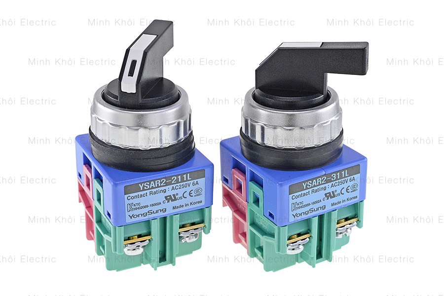 Công tắc xoay chuyển mạch Yongsung YSAR2-311L công tắc chuyển mạch 2 và 3 vị trí Yongsung phi 25mmcô