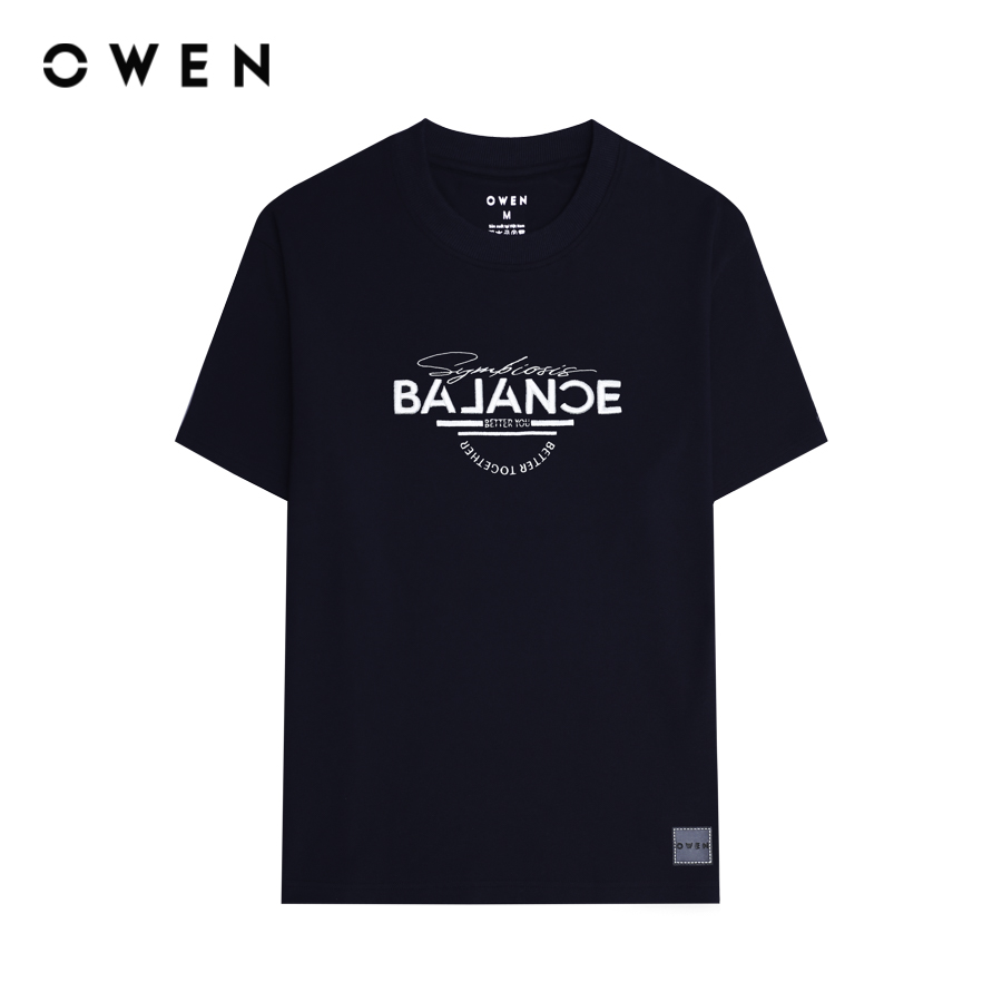 OWEN - Áo Tshirt ngắn tay Body Fit TSN233252 màu Navy chất liệu CVC Spandex