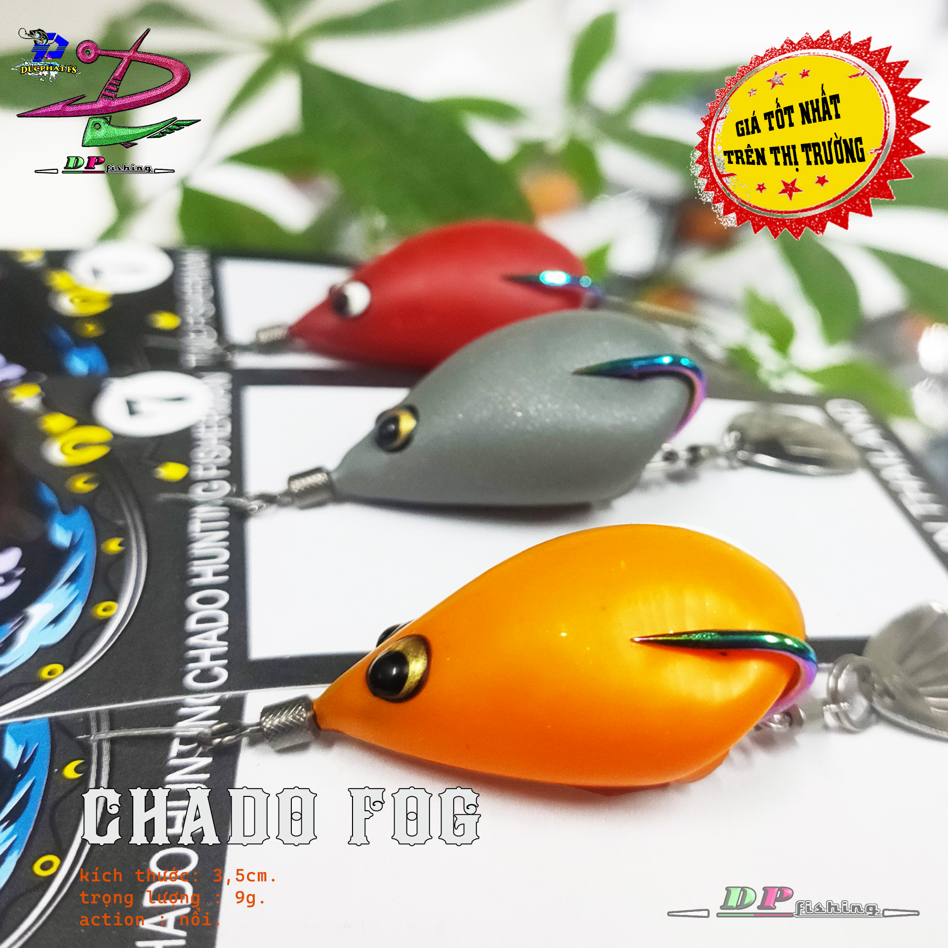 Nhái hơi CHADO Titan trơn 3.5cm 7g nổi Thái Lan mồi lure nhái giả câu cá lóc