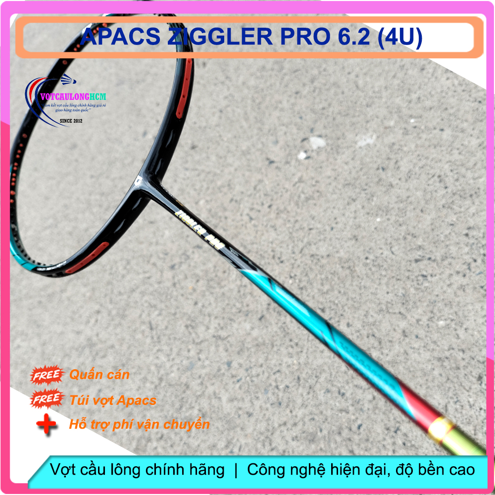 Vợt Cầu Lông Apacs Ziggler Pro 6.2 (4U) – Nặng Đầu 305mm | Thân 6.2mm | Max 38LBS