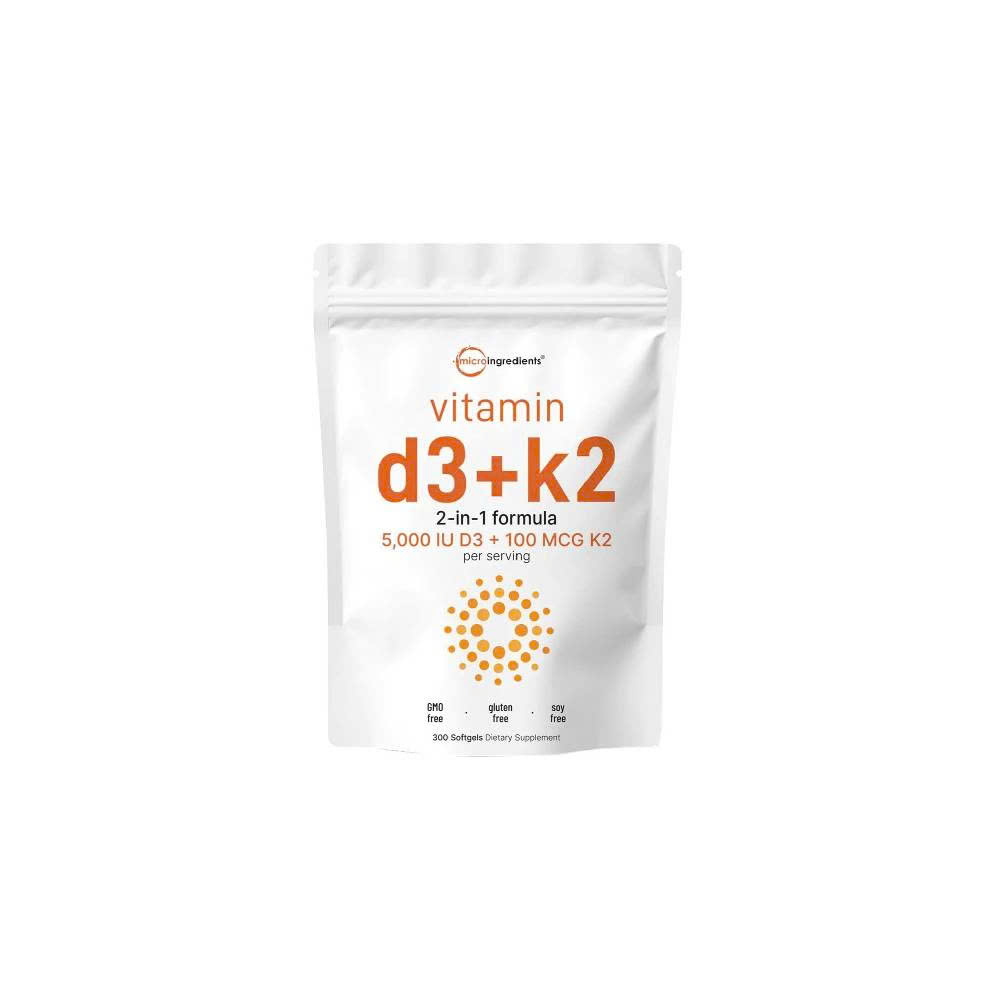 Micro Ingredients Vitamin D3+K2 MK7 - Viên uống hỗ trợ chắc khỏe xương cải thiện tim mạch (300 VIÊN)