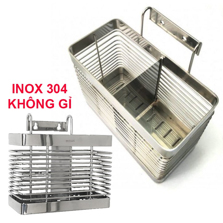 Ống Đũa Vuông Inox SUS 304 Cao CấpỐng Đựng Đũa Muỗng Vuông - Ống Đũa Đôi Inox 304 Cao Cấp Inox 304 K