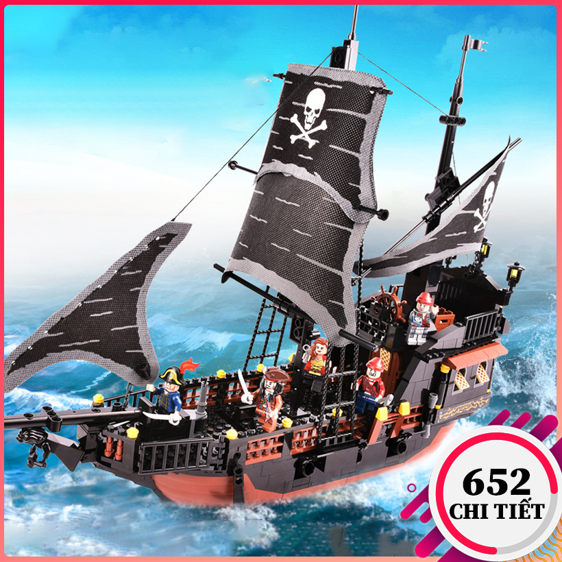 Bộ đồ chơi lắp ráp Lego tàu Ngọc Trai Đen 652 mảnh ghép lego tàu hải tặc cướp biển
