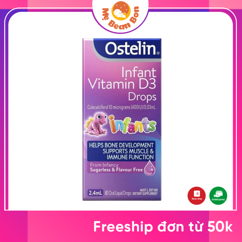 vitamin d3 drops dạng giọt 2.4ml cho trẻ từ sơ sinh Ostelin Infant của úc giúp bé hấp thụ canxi phát triển chiều cao tối ưu