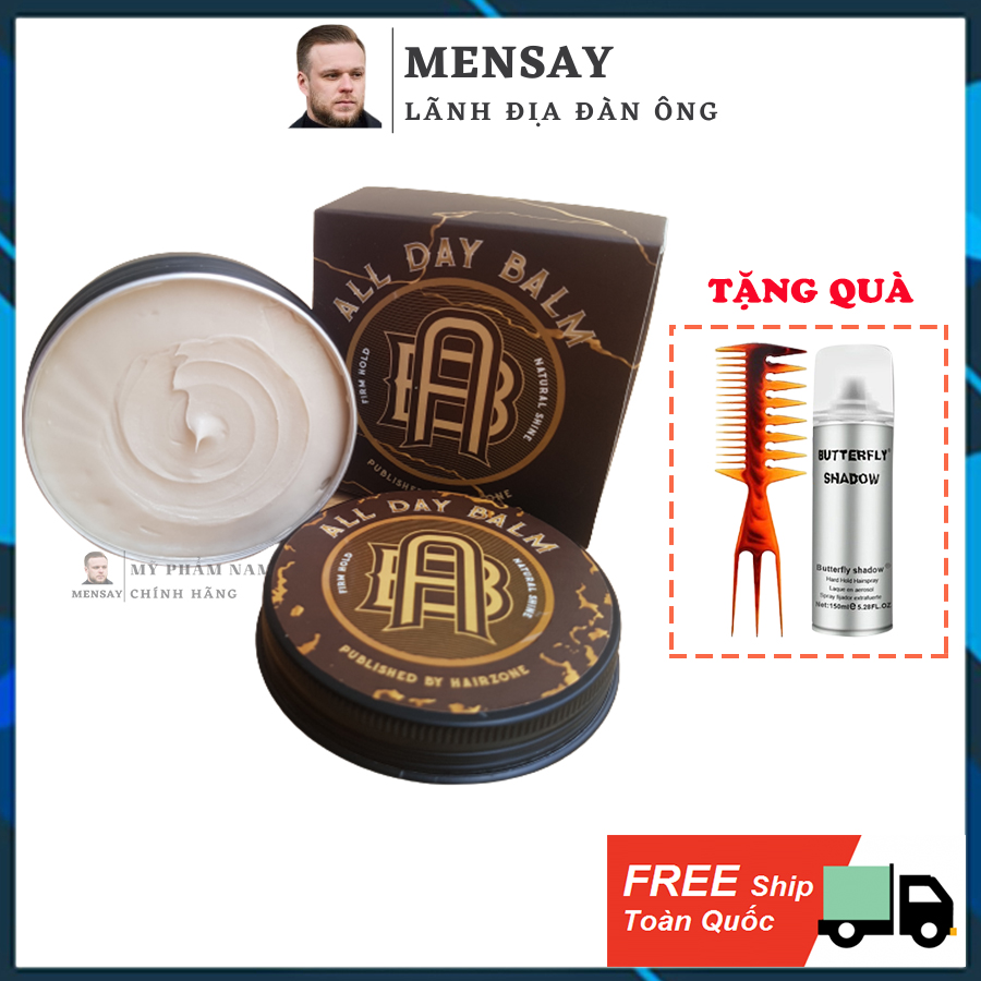 Sáp Vuốt Tóc All Day Balm 56G Chính Hãng Hairzone The Patcher Phiên Bản Mới Tặng Gôm Butterfly Và Lược Trifecta