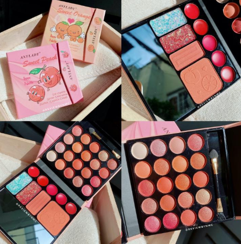 Phấn Bóp Trang Điểm Đa Năng Happy Palette Sweet Bé Cam & Bé Đào Phấn Trang Điểm Thiết Kế Cute Phấn Mắt Nhũ Phấn Má Son Môi Bộ Trang Điểm Siêu Tiết Kiệmsiêu Hot