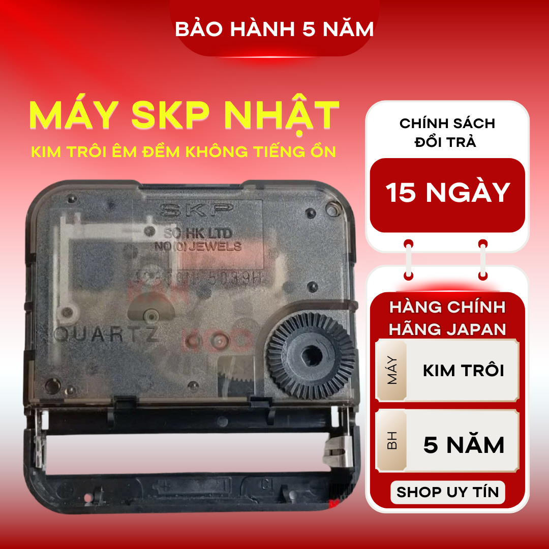Máy đồng hồ treo tường KIM TRÔI hiệu SKP SEIKO Nhật chính hãng - bảo hành 5 năm