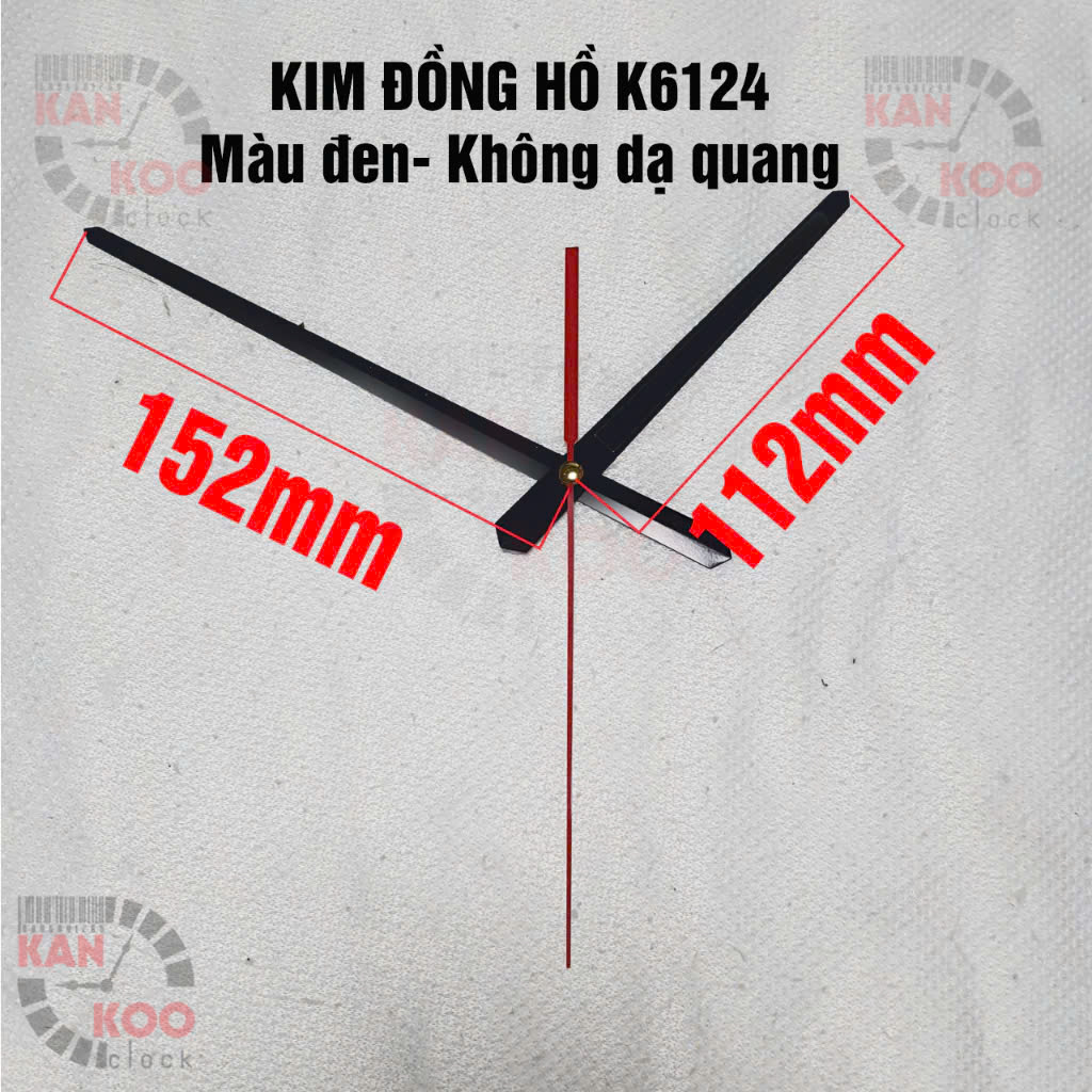 Kim đồng hồ treo tường dạ quang phát sáng vào ban đêm loại dài 15.2cm mã số K6124
