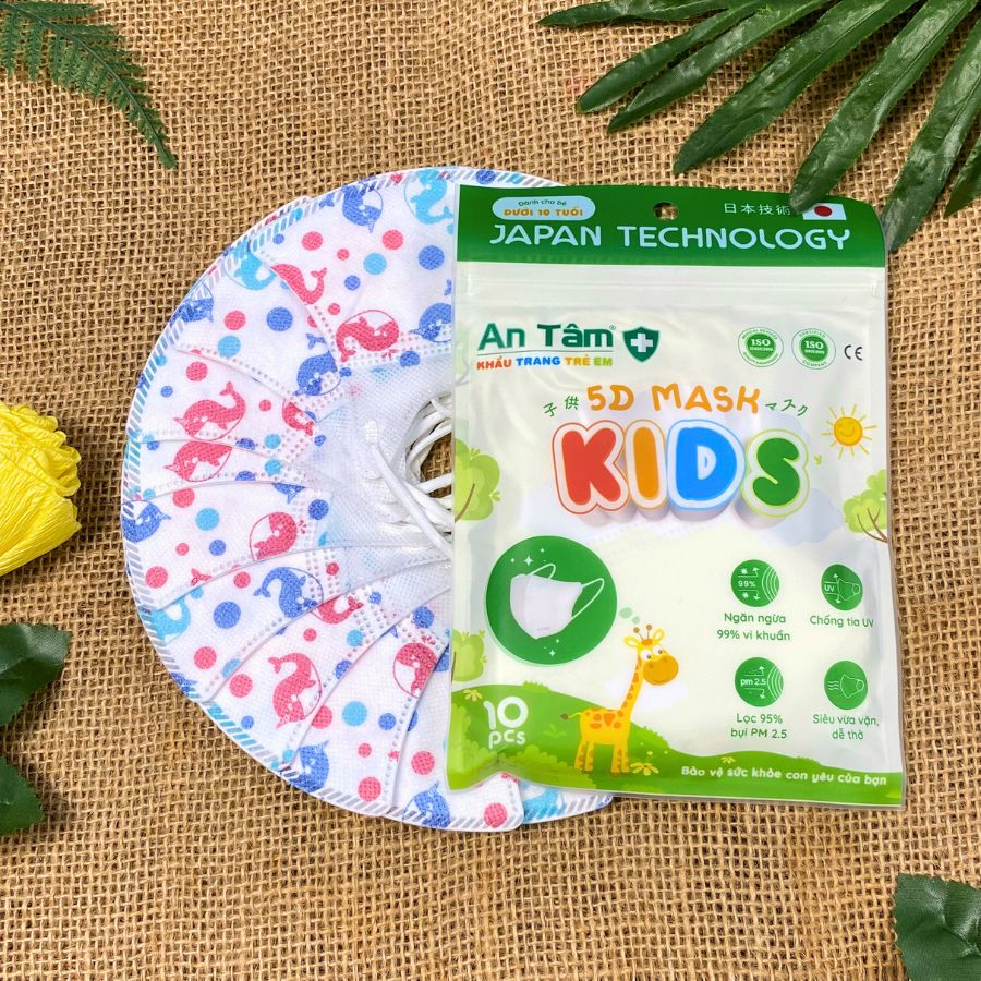 Combo 100 Chiếc Khẩu trang cho bé 5D mask cho bé từ 3-8 tuổi An Tâm chính hãng