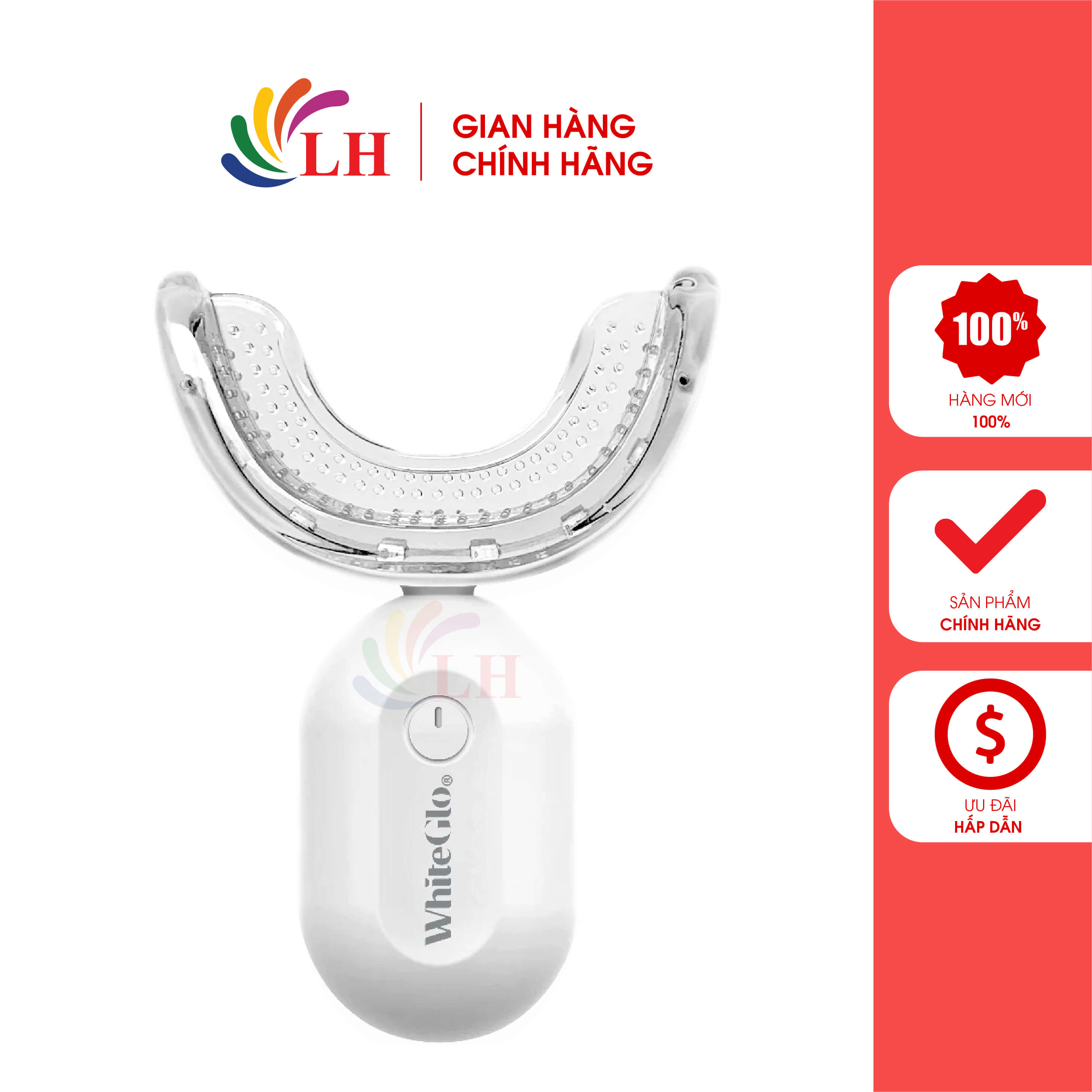 Bộ kích trắng răng bằng ánh sáng xanh + đỏ White Glo Teeth Whitening Kit Red + Blue Light - Loại bỏ 