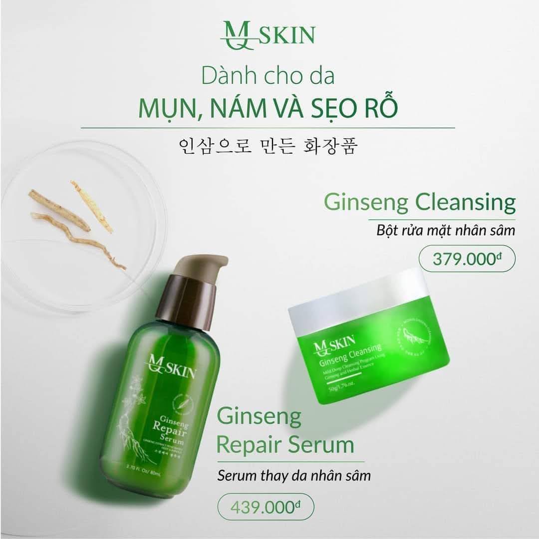 COMBO TÁI TẠO DA NHÂN SÂM CHO DA NÁM MỤN TÀN NHANG RỖ VÀ BỘT RỬA MẶT MQ SKIN ( tặng ngay 1 cây son trị giá 360k nha
