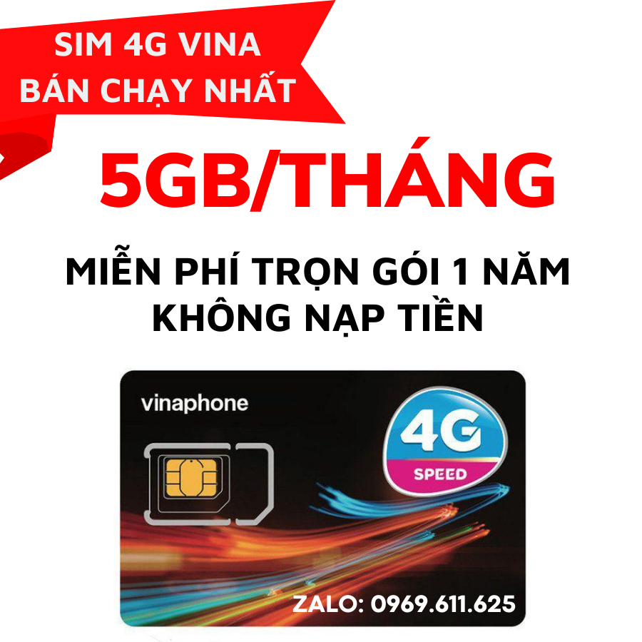 [ 1 NĂM ] Sim 4G vina 5GB / tháng ( trọn gói 1 năm miễn phí ) D219 D500 60Gb 1 Năm Vinaphone Bảo hàn