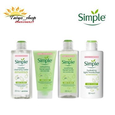 Bộ 4 Sản Phẩm Giúp Da Sạch Sâu Cấp Ẩm Nuôi Dưỡng Da Sáng Khỏe Simple(Tẩy Trang 200Ml+Srm 150Ml+Tn 200Ml+Sữa Dưỡng)