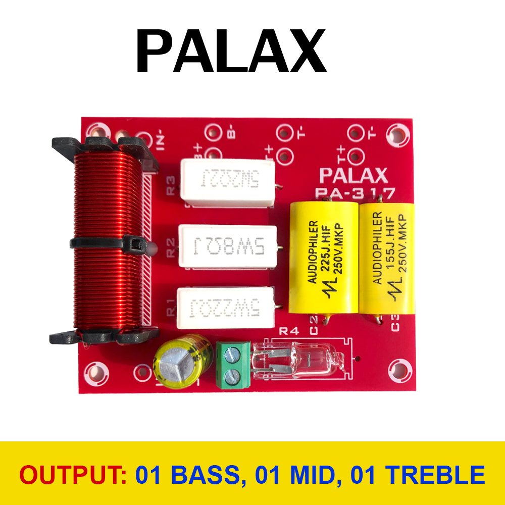Mạch phân tần bảo vệ loa Palax PA-317 cho loa nghe nhạc karaoke loa kéo... Ngõ ra 3 đường tiếng Bass Mid Treble
