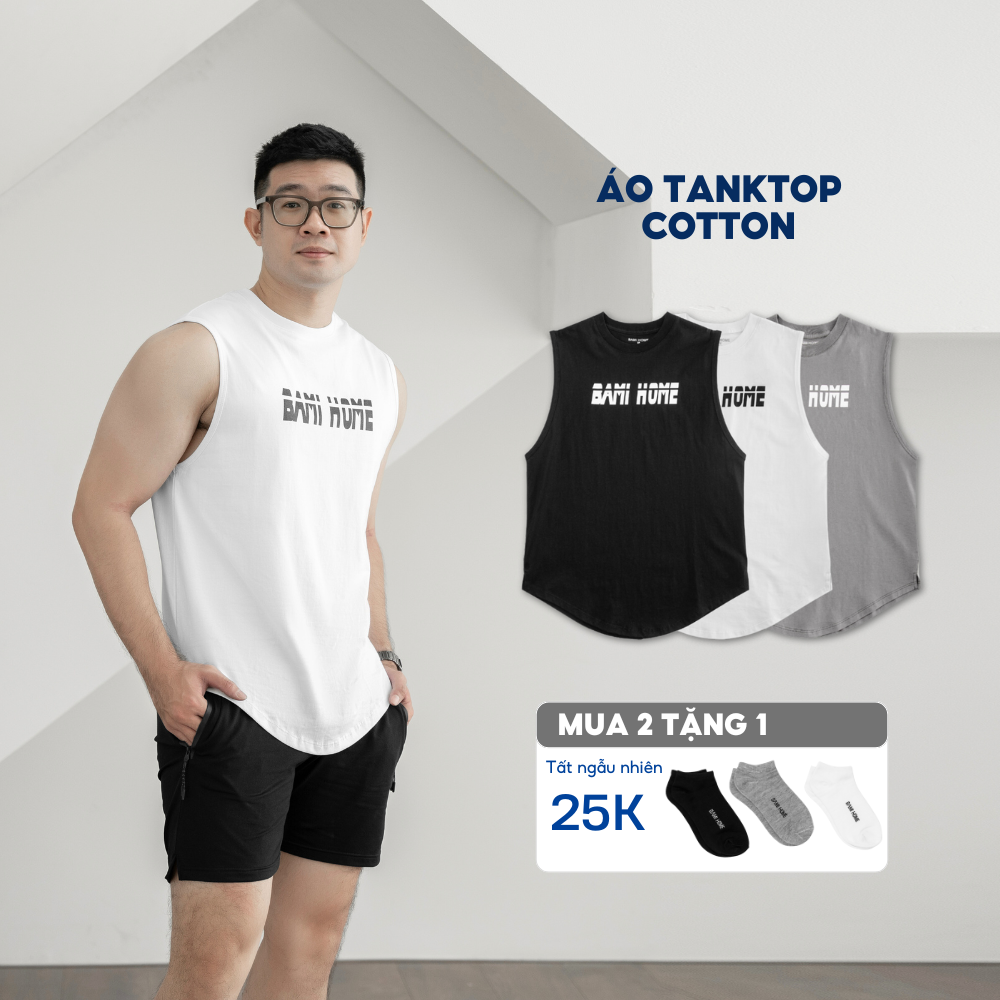 Áo ba lỗ nam thun COTTON BAMIHOME Áo thun nam 3 lỗ Tanktop sát nách thể thao chất vải co dãn mềm mịn