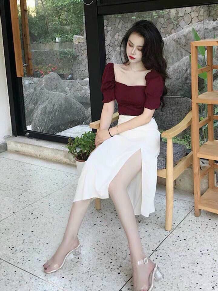 Chân váy chữ A công sở xẻ tà siêu xinh 2 màu đen trắng - Chân váy |  ThờiTrangNữ.vn