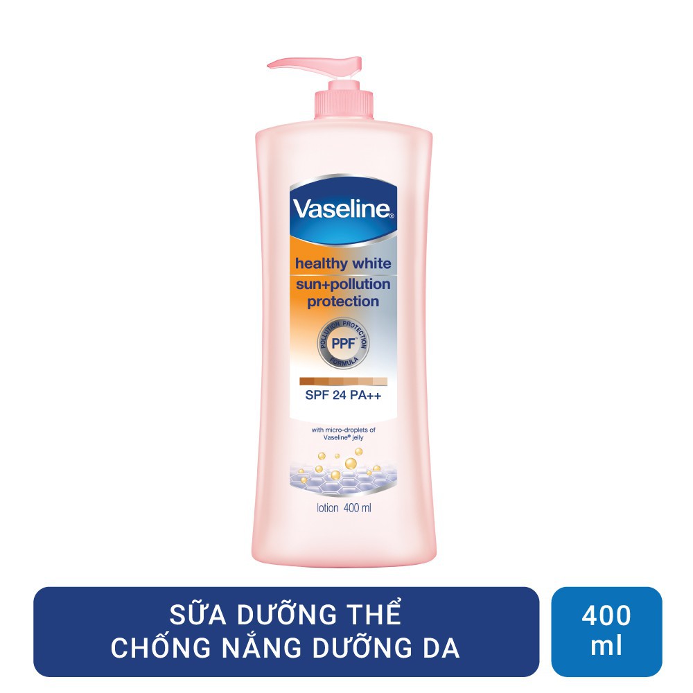 [HCM]Sữa Dưỡng Thể Trắng Da Chống Nắng Và Ô Nhiễm Môi Trường Vaseline SPF 24 PA ++ (400ml)
