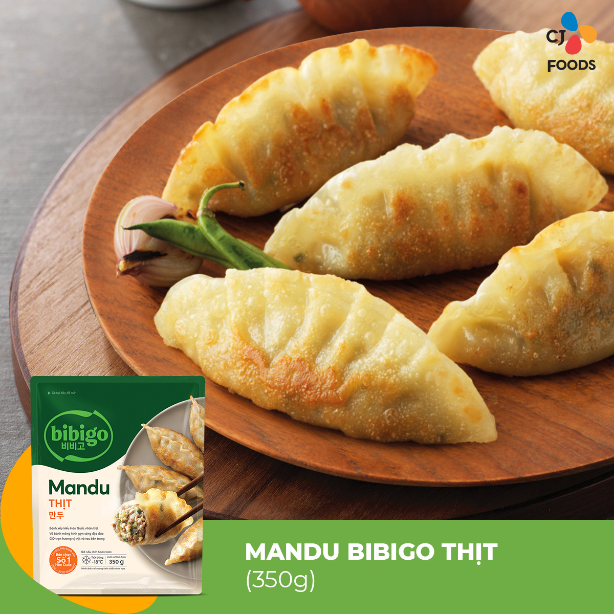 Combo Bánh xếp Mandu Bibigo Thịt 350g & Tương ớt chua ngọt Haechandle 300g