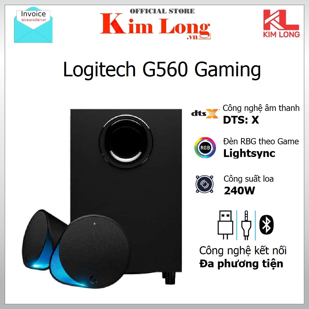 Loa Logitech G560 Gaming RGB 168 triệu màu Lightsync Gaming -Kết nối Bluetooth - Công suất 240W - Âm