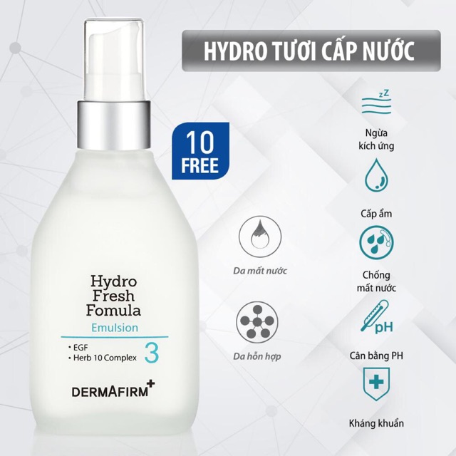 [Hàng Công Ty] Tinh Chất Hydro Tươi Sữa Dưỡng Cấp Nước Dermafirm Hydro Fresh Formula Dưỡng Ẩm Cấp Tốc Da Mặt