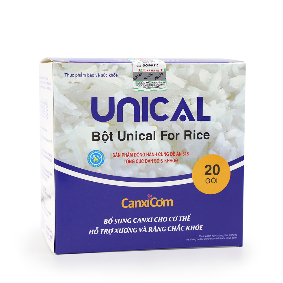 Canxi Cơm Unical For Rice Nhật Bản - Hỗ Trợ Bổ Sung Canxi Cho Xương Chắc Khỏe (Hộp 20 Gói 25G)