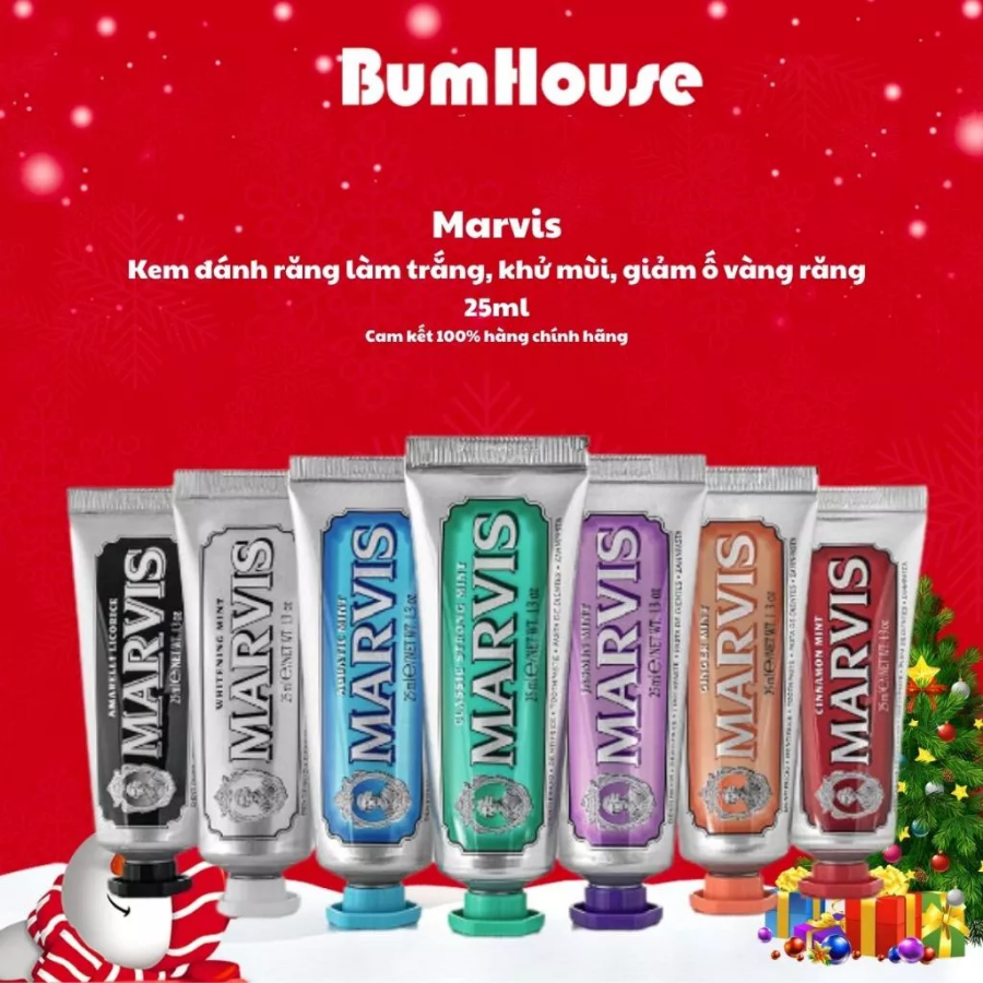 Kem Đánh Răng Marvis Mini - Đủ 8 Hương Vị Sạch Răng Thơm Miệng Trắng Răng Nhỏ Gọn Cho Du Lịch 10ML/2