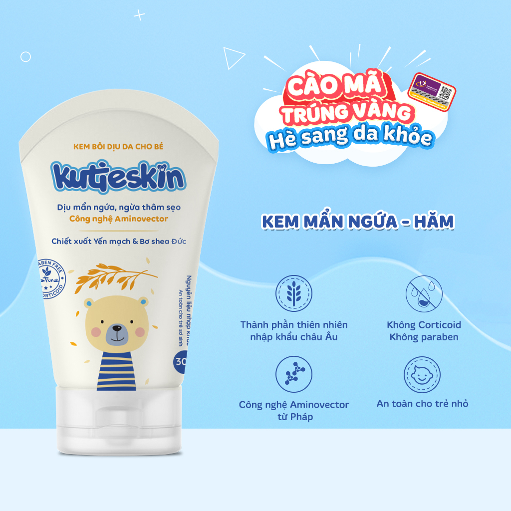 Kutieskin 30gr - Kem mẩn ngứa – hăm  ( muỗi đốt côn trùng cắn)