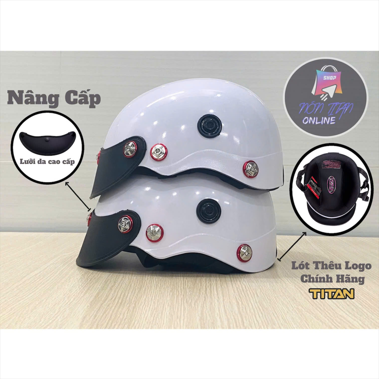 [TẶNG TEM BIKER] Nón Bảo Hiểm CHÍNH HÃNG TITAN HELMET - Sơn Nhiều Màu - Phủ NaNo - Gắn 3 ốc Salaya S