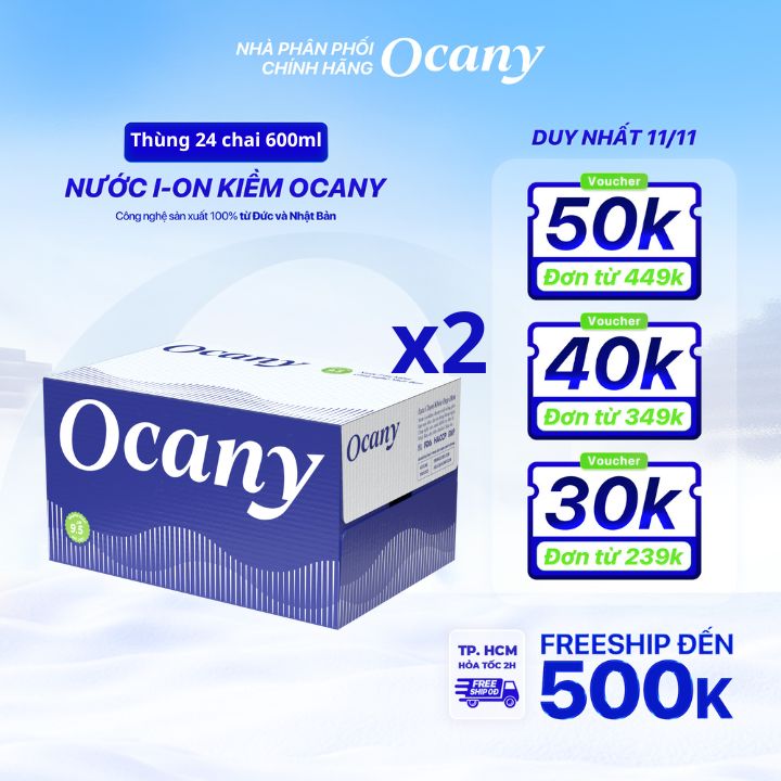 Combo 2 thùng 24 chai nước ion kiềm Ocany chai 600ml